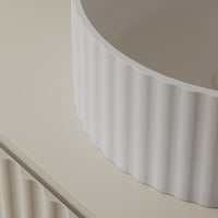 Flora 380mm Matte White Fluted Solid Surface Stone Round Above Counter Basin | Indulge Bathroom