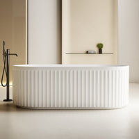 Kelsa Fluted 1700mm Matte White Designer Round Freestanding Bath | Indulge Bathroom