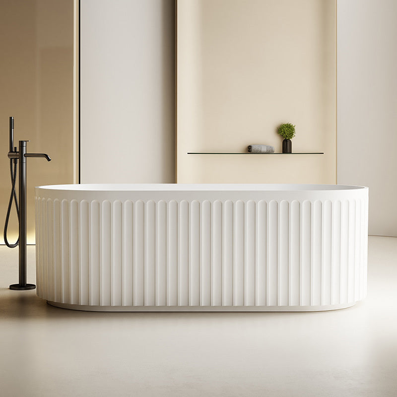 Kelsa Fluted 1500mm Matte White Designer Round Freestanding Bath | Indulge Bathroom