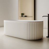 Kelsa Fluted 1700mm Matte White Designer Round Freestanding Bath | Indulge Bathroom