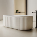 Kelsa Fluted 1500mm Matte White Designer Round Freestanding Bath | Indulge Bathroom