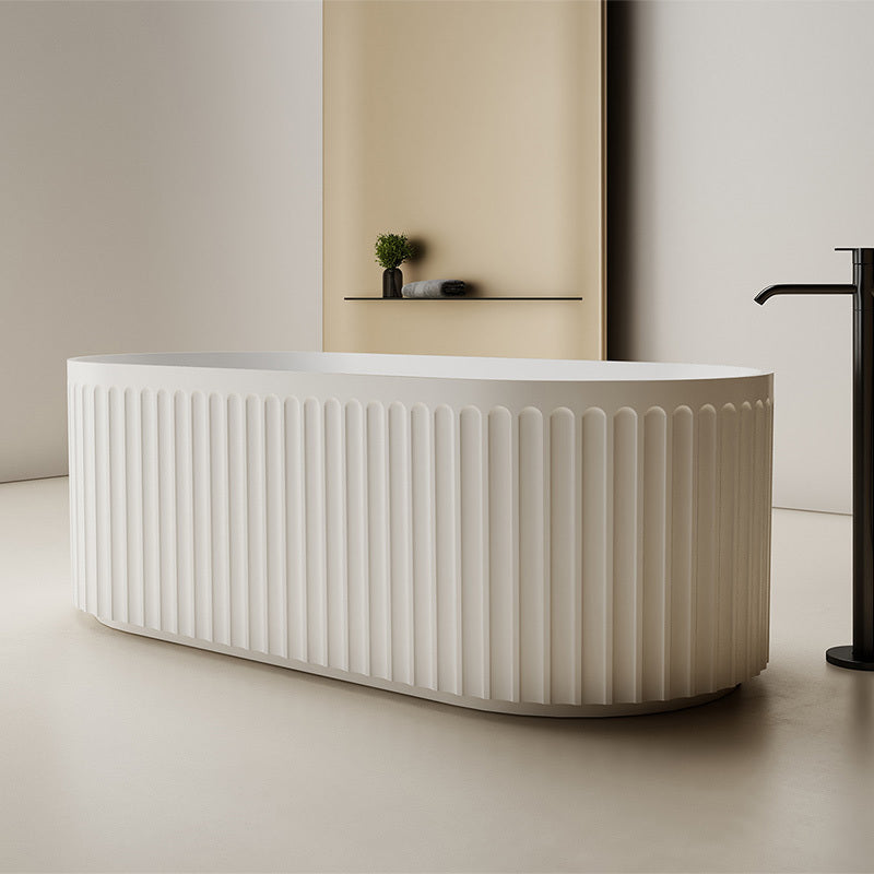Kelsa Fluted 1500mm Matte White Designer Round Freestanding Bath | Indulge Bathroom