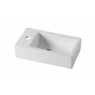 455mm Gloss White Wall Hung Basin - Left Taphole | Indulge Bathroom