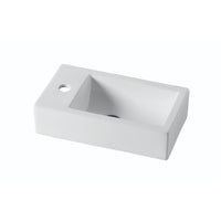 455mm Gloss White Wall Hung Basin - Left Taphole | Indulge Bathroom
