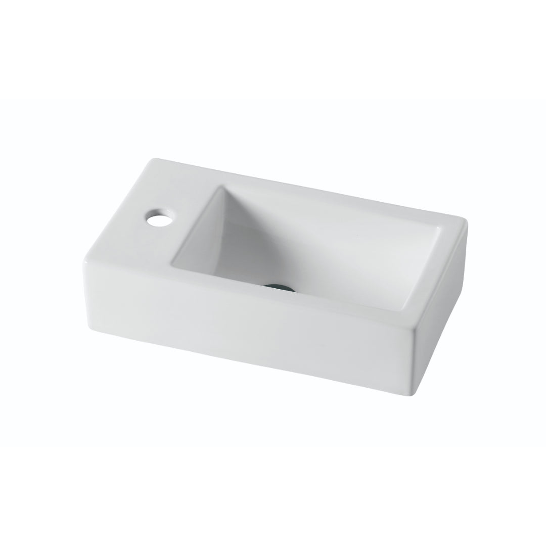 455mm Gloss White Wall Hung Basin - Left Taphole | Indulge Bathroom