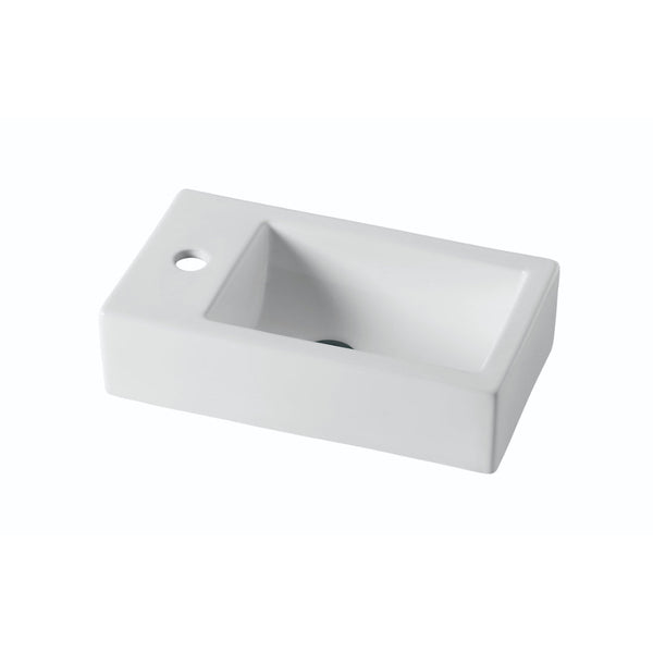 455mm Gloss White Wall Hung Basin - Left Taphole | Indulge Bathroom