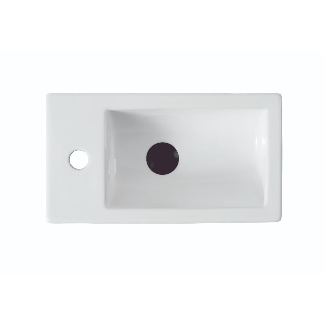 455mm Gloss White Wall Hung Basin - Left Taphole | Indulge Bathroom