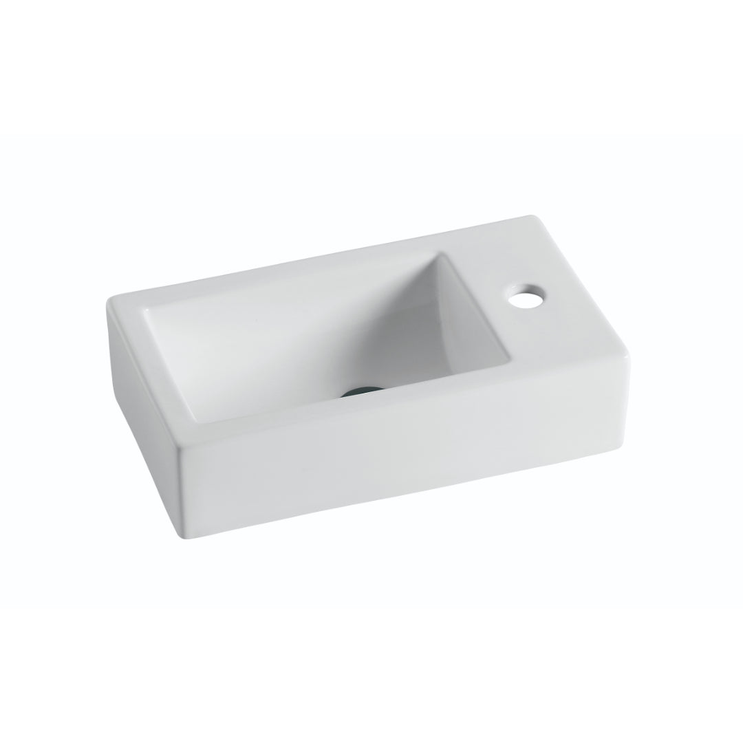 455mm Gloss White Wall Hung Basin - Right Taphole | Indulge Bathroom