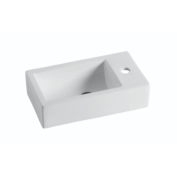 455mm Gloss White Wall Hung Basin - Right Taphole | Indulge Bathroom