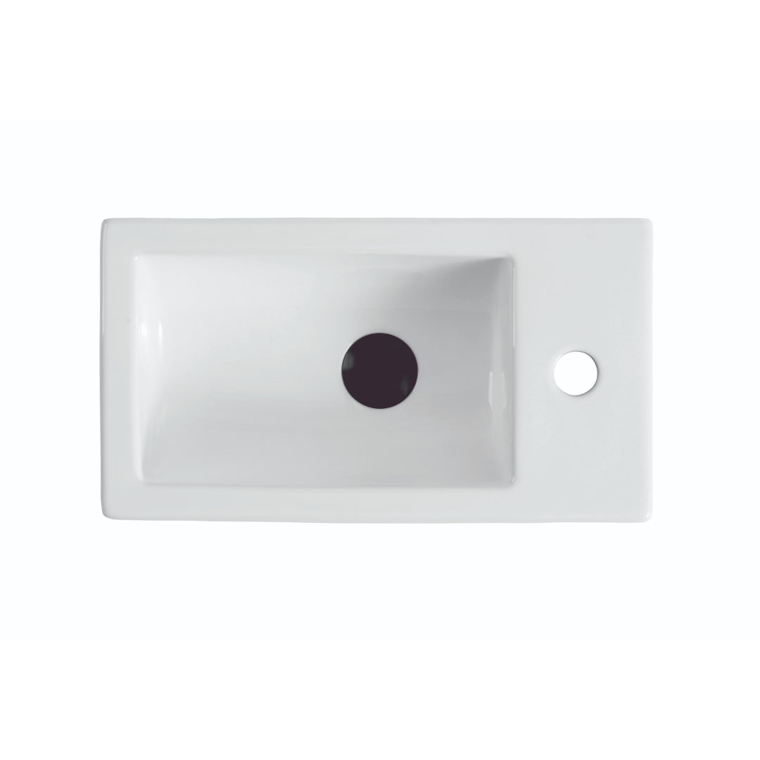 455mm Gloss White Wall Hung Basin - Right Taphole | Indulge Bathroom