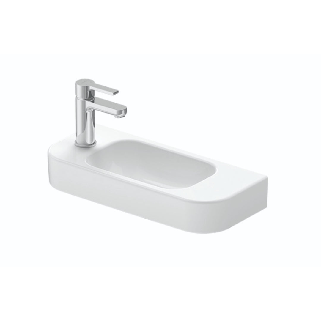 500mm Gloss White Wall Hung Basin - Left Taphole | Indulge Bathroom