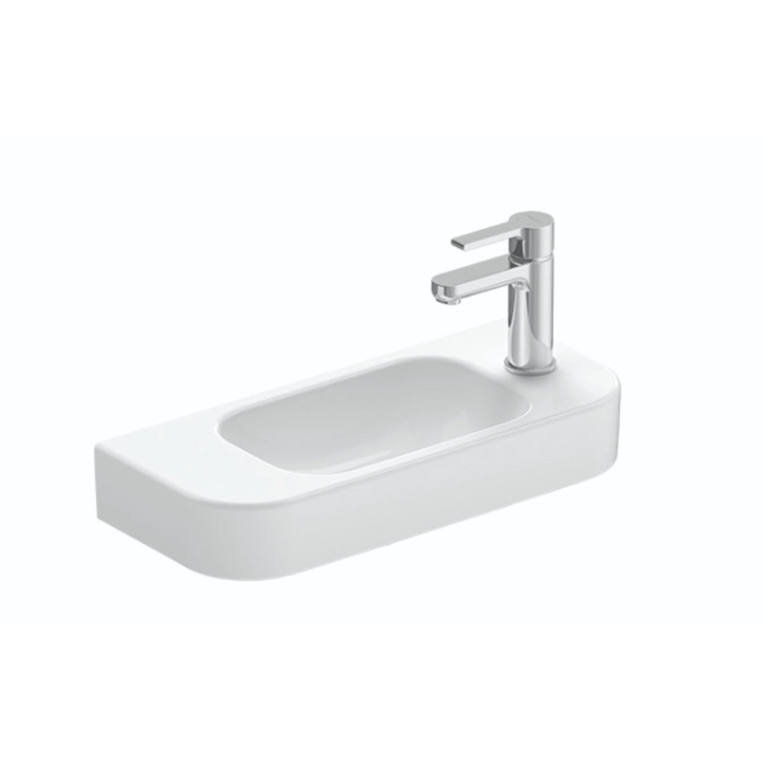 500mm Gloss White Wall Hung Basin - Right Taphole | Indulge Bathroom