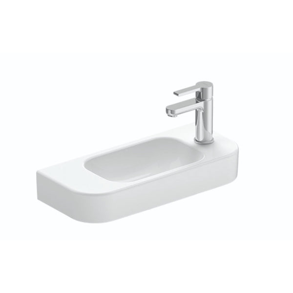 500mm Gloss White Wall Hung Basin - Right Taphole | Indulge Bathroom