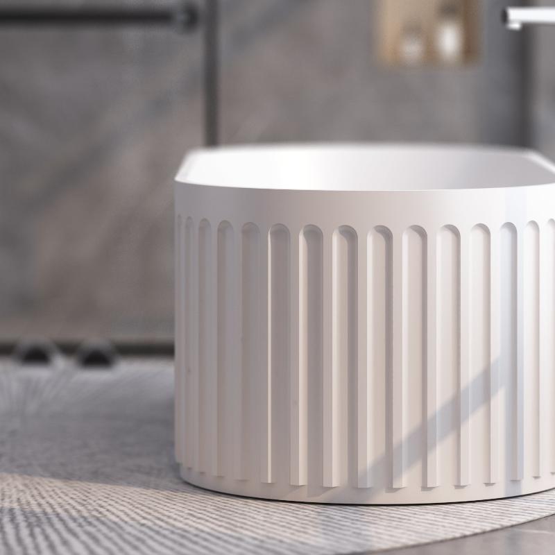 Kelsa 1700mm Stone Fluted Matte White Freestanding Bath Tub | Indulge Bathroom