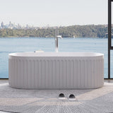 Kelsa 1700mm Stone Fluted Matte White Freestanding Bath Tub | Indulge Bathroom