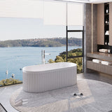 Kelsa 1700mm Stone Fluted Matte White Freestanding Bath Tub | Indulge Bathroom