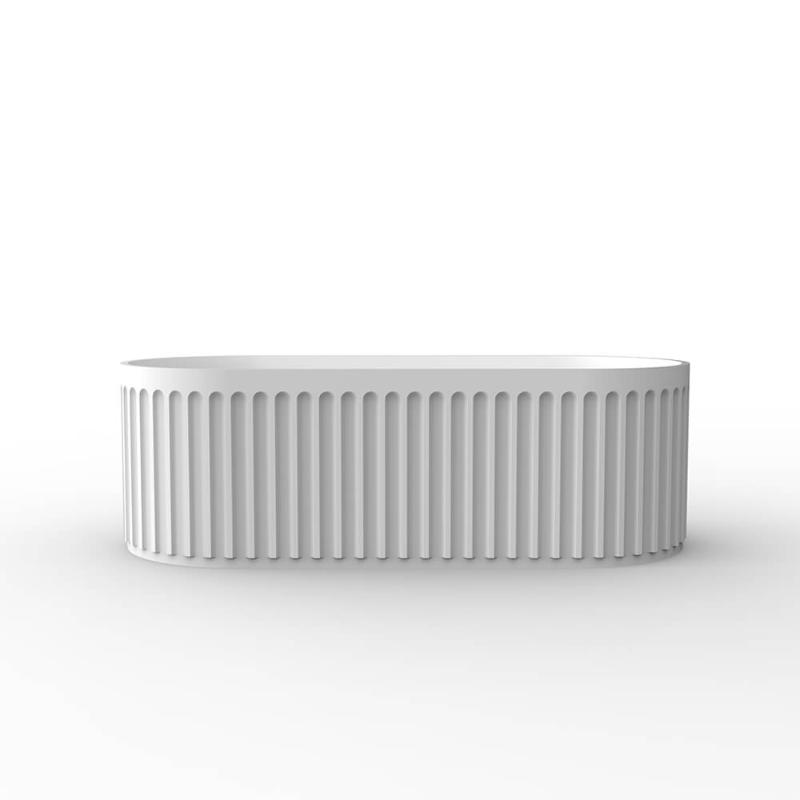 Kelsa 1700mm Stone Fluted Matte White Freestanding Bath Tub | Indulge Bathroom