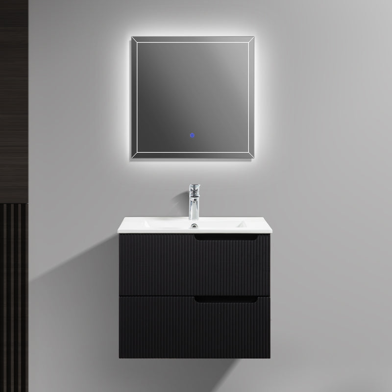 Kelsa 600 Fluted Matte Black Wall Hung Vanity | Indulge Bathroom