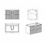 Kelsa 750 Fluted Matte White Wall Hung Vanity | Indulge Bathroom