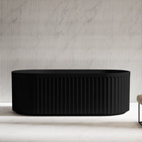 Kelsa Fluted 1700mm Matte Black Designer Round Freestanding Bath | Indulge Bathroom