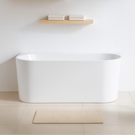 Lara 1500 Gloss White Back to Wall Freestanding Bath Tub | Indulge Bathroom