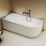Kelsa Fluted 1700mm Matte White Left Corner Fit Designer Round Freestanding Bath | Indulge Bathroom