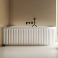 Kelsa Fluted 1700mm Matte White Left Corner Fit Designer Round Freestanding Bath | Indulge Bathroom