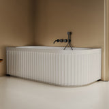 Kelsa Fluted 1700mm Matte White Left Corner Fit Designer Round Freestanding Bath | Indulge Bathroom