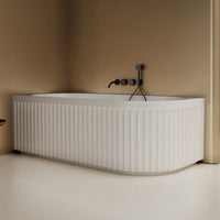Kelsa Fluted 1700mm Matte White Left Corner Fit Designer Round Freestanding Bath | Indulge Bathroom