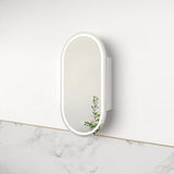 Luna LED Matte White Oval Pill Shaving Cabinet | Indulge Bathroom