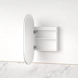Luna LED Matte White Oval Pill Shaving Cabinet | Indulge Bathroom