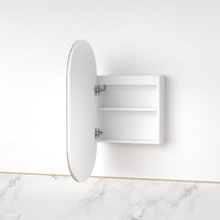 Luna LED Matte White Oval Pill Shaving Cabinet | Indulge Bathroom