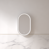 Luna LED 600 x 1000 Matte White Oval Pill Shaving Cabinet | Indulge Bathroom