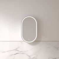 Luna LED 600 x 1000 Matte White Oval Pill Shaving Cabinet | Indulge Bathroom