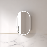 Luna LED 600 x 1000 Matte White Oval Pill Shaving Cabinet | Indulge Bathroom