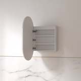 Luna LED 600 x 1000 Matte White Oval Pill Shaving Cabinet | Indulge Bathroom