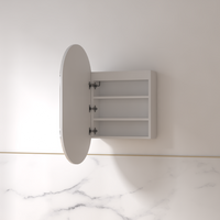 Luna LED 600 x 1000 Matte White Oval Pill Shaving Cabinet | Indulge Bathroom