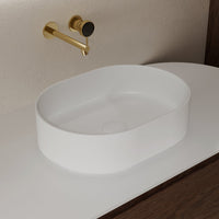 Nava 560mm Solid Surface Stone Oval Above Counter Basin | Indulge Bathroom