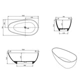 Ocean 1500mm Stone Matte White Freestanding Bath Tub | Indulge Bathroom