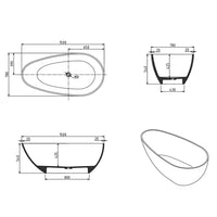 Ocean 1500mm Stone Matte White Freestanding Bath Tub | Indulge Bathroom