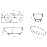 Ocean 1700mm Stone Matte White Freestanding Bath Tub | Indulge Bathroom