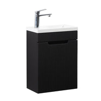 Kelsa 400 Fluted Matte Black Wall Hung Vanity | Indulge Bathroom