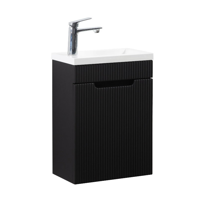 Kelsa 400 Fluted Matte Black Wall Hung Vanity | Indulge Bathroom