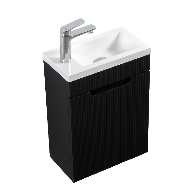 Kelsa 400 Fluted Matte Black Wall Hung Vanity | Indulge Bathroom