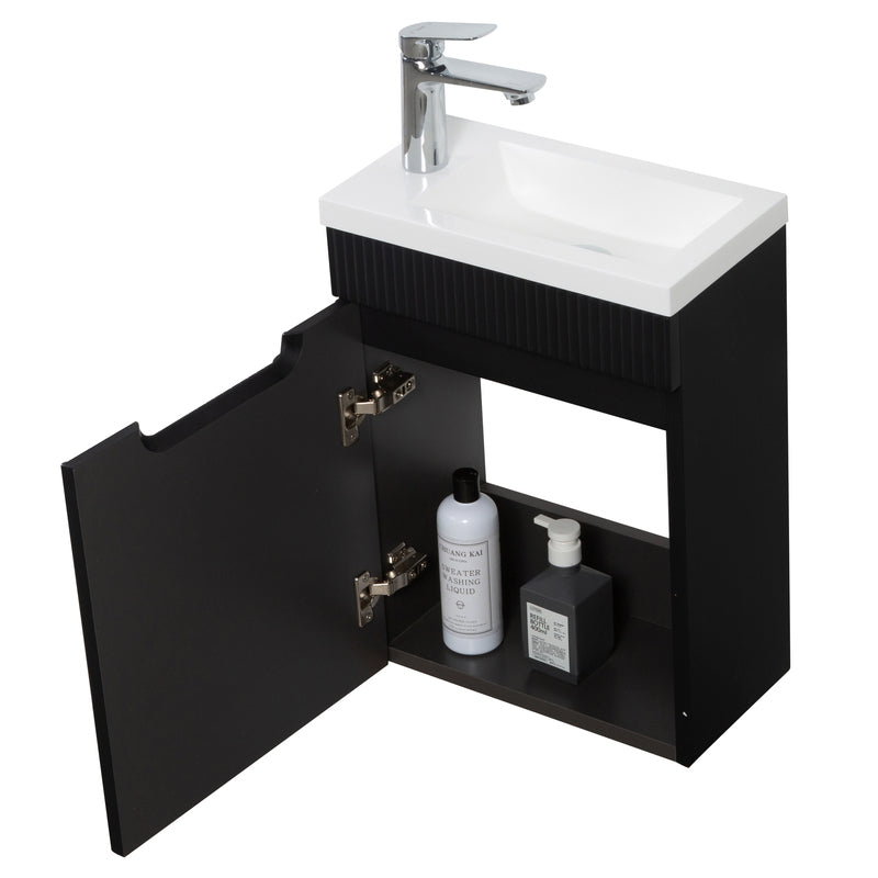 Kelsa 400 Fluted Matte Black Wall Hung Vanity | Indulge Bathroom