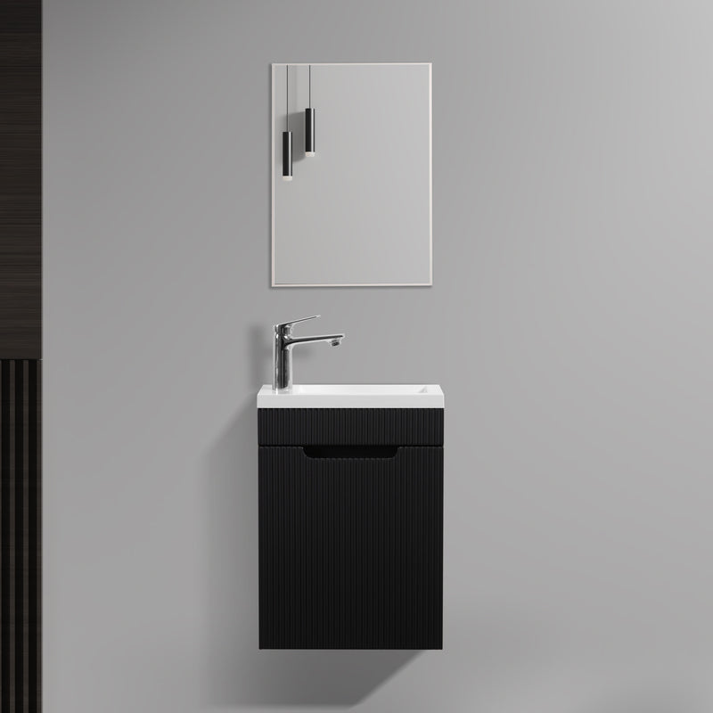 Kelsa 400 Fluted Matte Black Wall Hung Vanity | Indulge Bathroom