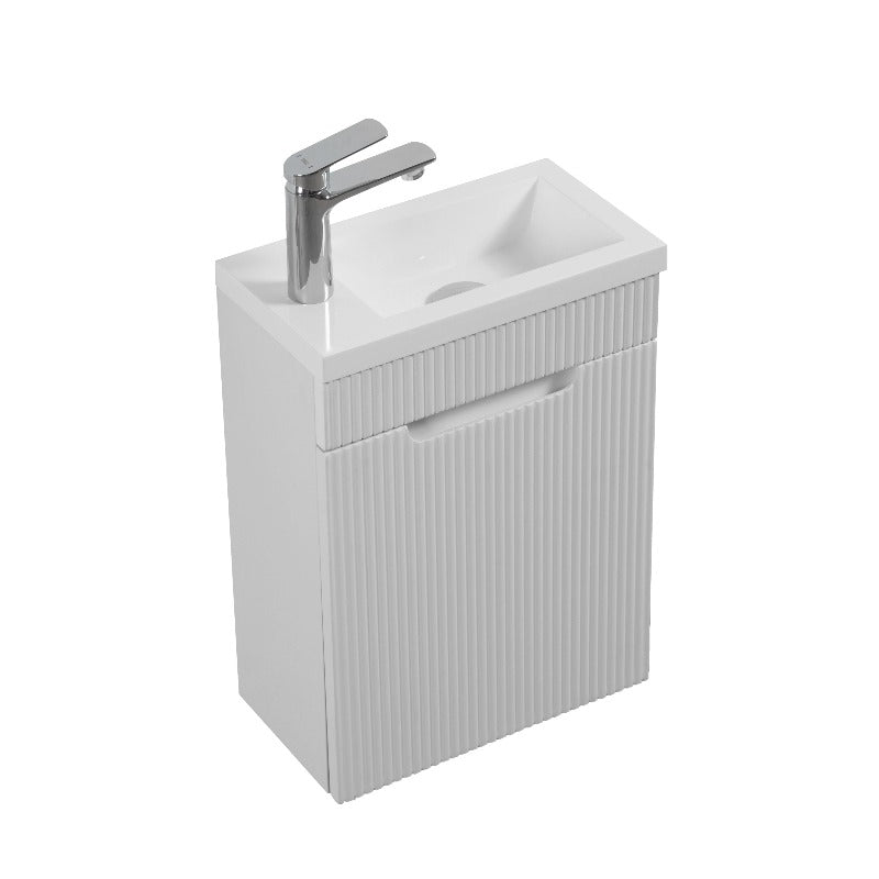 Kelsa 400 Fluted Matte White Wall Hung Vanity | Indulge Bathroom