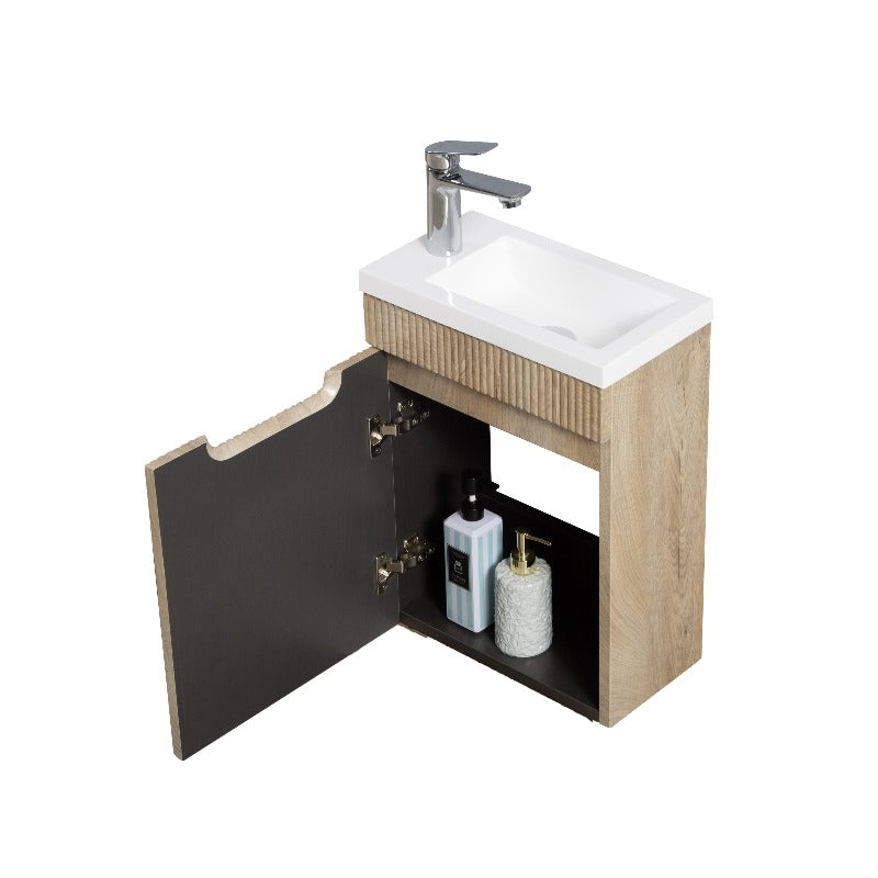 Kelsa 400 Fluted White Oak Wall Hung Vanity | Indulge Bathroom