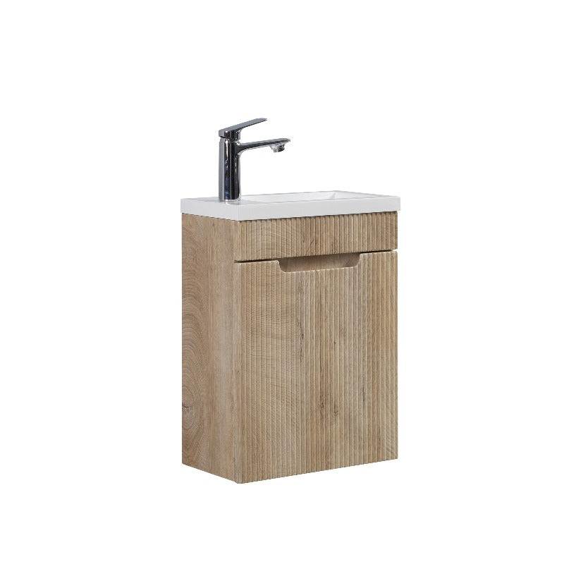 Kelsa 400 Fluted White Oak Wall Hung Vanity | Indulge Bathroom