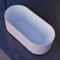 Kelsa Fluted 1700mm Matte White Designer Round Freestanding Bath | Indulge Bathroom